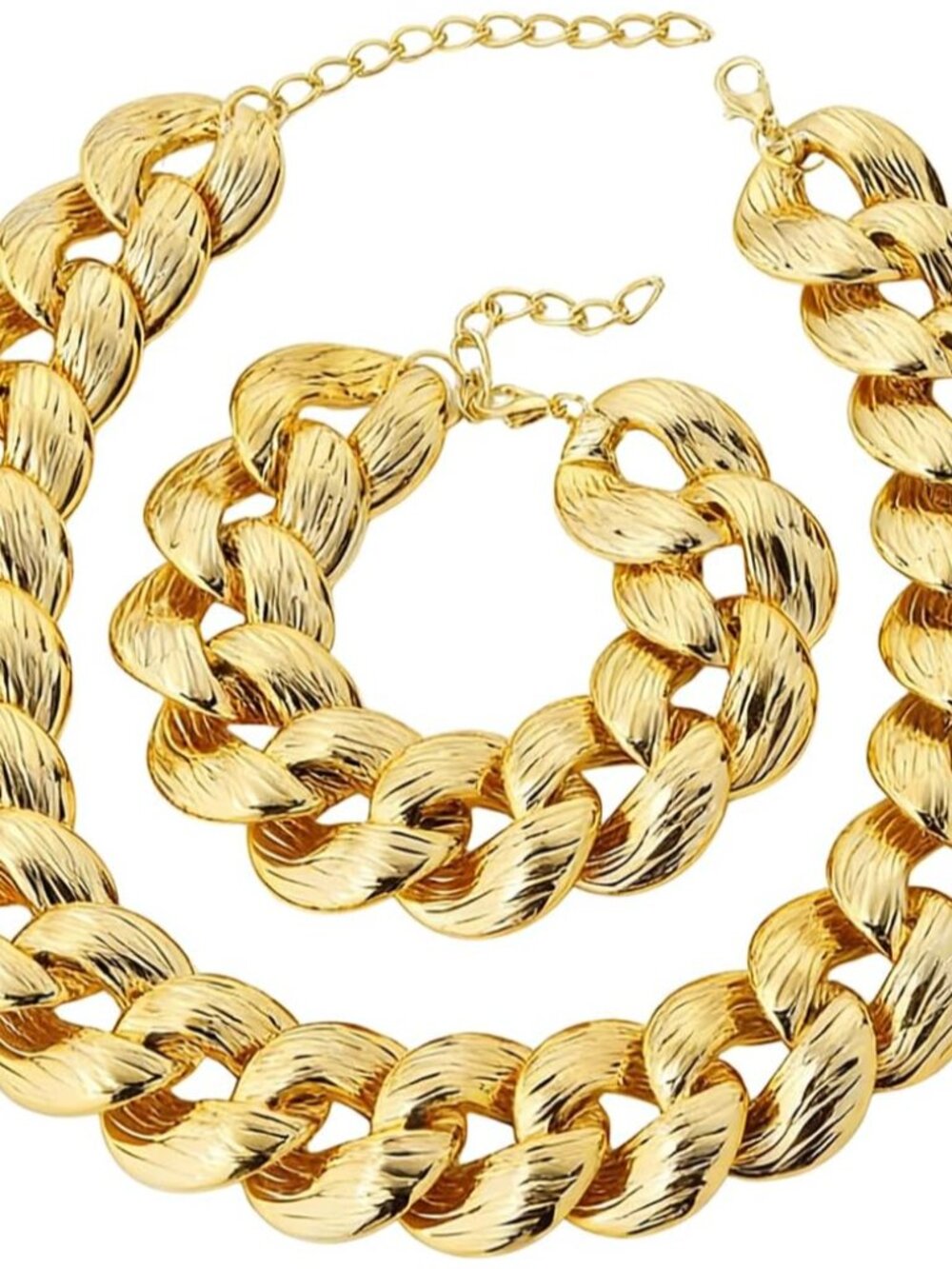 Chunky Gold Necklace Bracelet for Women Chunky Aureate Cuban Chain Necklace Brac